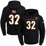 NFL Men's Nike Cincinnati Bengals #32 Jeremy Hill Black Name & Number Pullover Hoodie