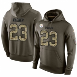 NFL Nike Pittsburgh Steelers #23 Mike Wagner Green Salute To Service Men's Pullover Hoodie