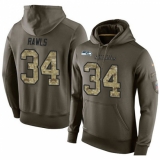 NFL Nike Seattle Seahawks #34 Thomas Rawls Green Salute To Service Men's Pullover Hoodie