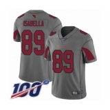Men's Arizona Cardinals #89 Andy Isabella Limited Silver Inverted Legend 100th Season Football Jersey