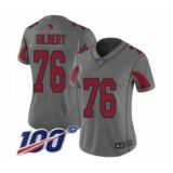 Women's Arizona Cardinals #76 Marcus Gilbert Limited Silver Inverted Legend 100th Season Football Jersey