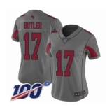 Women's Arizona Cardinals #17 Hakeem Butler Limited Silver Inverted Legend 100th Season Football Jersey
