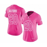 Women's Arizona Cardinals #20 Robert Alford Limited Pink Rush Fashion Football Jersey