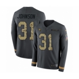 Men's Nike Arizona Cardinals #31 David Johnson Limited Black Salute to Service Therma Long Sleeve NFL Jersey