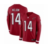 Men's Nike Arizona Cardinals #14 J.J. Nelson Limited Red Therma Long Sleeve NFL Jersey