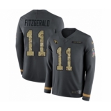 Men's Nike Arizona Cardinals #11 Larry Fitzgerald Limited Black Salute to Service Therma Long Sleeve NFL Jersey