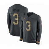 Men's Nike Arizona Cardinals #3 Josh Rosen Limited Black Salute to Service Therma Long Sleeve NFL Jersey