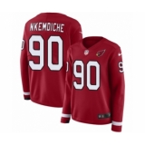 Women's Nike Arizona Cardinals #90 Robert Nkemdiche Limited Red Therma Long Sleeve NFL Jersey