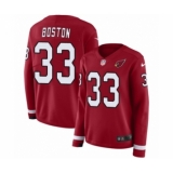 Women's Nike Arizona Cardinals #33 Tre Boston Limited Red Therma Long Sleeve NFL Jersey