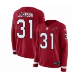 Women's Nike Arizona Cardinals #31 David Johnson Limited Red Therma Long Sleeve NFL Jersey