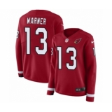 Women's Nike Arizona Cardinals #13 Kurt Warner Limited Red Therma Long Sleeve NFL Jersey