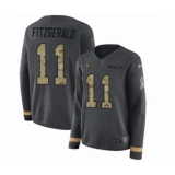 Women's Nike Arizona Cardinals #11 Larry Fitzgerald Limited Black Salute to Service Therma Long Sleeve NFL Jersey