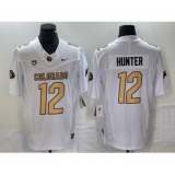 Men's Colorado Buffaloes #12 Travis Hunter White 2023 F.U.S.E. Stitched Football Jersey
