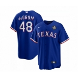 Men's Texas Rangers #48 Jacob DeGrom Royal 2023 World Series Cool Base Stitched Baseball Jersey