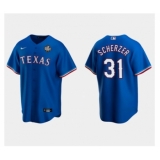 Men's Texas Rangers #31 Max Scherzer Royal 2023 World Series Stitched Baseball Jersey