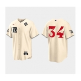 Men's Texas Rangers #34 Nolan Ryan Cream 2023 World Series City Connect Stitched Baseball Jersey