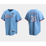 Men's Texas Rangers #31 Max Scherzer Blue 2023 World Series Stitched Baseball Jersey