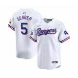 Men's Texas Rangers #5 Corey Seager White 2023 World Series Champions Stitched Baseball Jersey