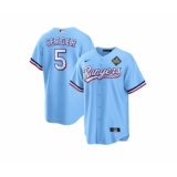 Men's Texas Rangers #5 Corey Seager Blue 2023 World Series Stitched Baseball Jersey