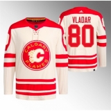 Men's Calgary Flames #80 Daniel Vladar 2023 Cream Heritage Classic Primegreen Stitched Jersey