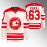 Men's Calgary Flames #63 Adam Ruzicka 2023 Cream Heritage Classic Primegreen Stitched Jersey