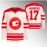 Men's Calgary Flames #17 Yegor Sharangovich 2023 Cream Heritage Classic Primegreen Stitched Jersey