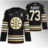 Men's Boston Bruins #73 Charlie McAvoy Black With Rapid7 100th Anniversary Stitched Jersey