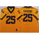 Men's Michigan Wolverines #25 HASKINS Yellow Stitched Jersey