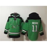Men's Philadelphia Eagles #11 A. J. Brown Green Ageless Must-Have Lace-Up Pullover Hoodie
