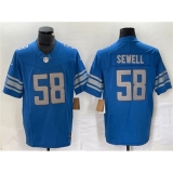 Men's Detroit Lions #58 Penei Sewell Blue 2023 F.U.S.E. Vapor Untouchable Limited Stitched Jersey