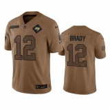 Men's Tampa Bay Buccaneers #12 Tom Brady 2023 Brown Salute To Service Limited Football Stitched Jersey