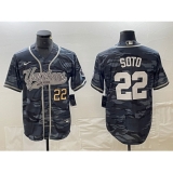 Men's New York Yankees #22 Juan Soto Number Grey Camo Cool Base Stitched Baseball Jersey