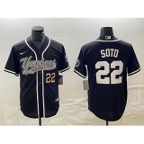 Men's New York Yankees #22 Juan Soto Number Black Cool Base Stitched Baseball Jersey