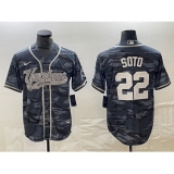 Men's New York Yankees #22 Juan Soto Grey Camo Cool Base Stitched Baseball Jersey