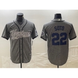 Men's New York Yankees #22 Juan Soto Grey Gridiron Cool Base Stitched Baseball Jersey