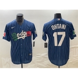 Men's Los Angeles Dodgers #17 Shohei Ohtani Navy Cool Base Stitched Baseball Jerseys