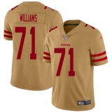 Men's San Francisco 49ers #71 Trent Williams Gold Anniversary Vapor Untouchable Limited Stitched Football Jersey