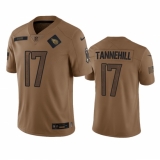 Men's Tennessee Titans #17 Ryan Tannehill 2023 Brown Salute To Service Football Stitched Jersey