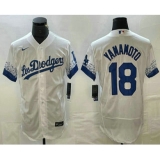 Men's Los Angeles Dodgers #18 Yoshinobu Yamamoto White 2022 City Connect Flex Base Stitched Jersey