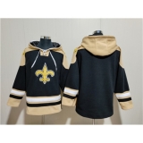 Men's New Orleans Saints Blank Black Ageless Must-Have Lace-Up Pullover Hoodie