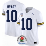 Men's Michigan Wolverines #10 Tom Brady 2023 F.U.S.E. White Rose Bowl Stitched Jersey