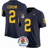 Men's Michigan Wolverines #2 Blake Corum 2023 F.U.S.E. Navy Blue Rose Bowl Stitched Jersey