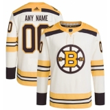 Men's Boston Bruins Custom Cream 100th Anniversary Stitched Jersey