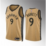 Men's Toronto Raptors #9 RJ Barrett Gold 2023-24 City Edition Stitched Basketball Jersey