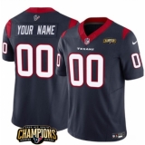 Men's Houston Texans Active Player Custom Navy 2023 F.U.S.E. AFC South Champions Patch Vapor Limited Football Stitched Jersey