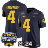 Men's Michigan Wolverines #4 Jim Harbaugh Navy 2024 F.U.S.E. With 2023 National Champions Stitched Jersey