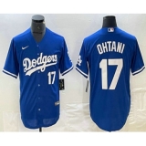 Men's Los Angeles Dodgers #17 Shohei Ohtani Number Blue Stitched Cool Base Nike Jersey