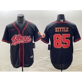 Men's San Francisco 49ers #85 George Kittle Black Red With Cool Base Stitched Baseball Jersey