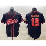 Men's San Francisco 49ers #19 Deebo Samuel Black Red With Cool Base Stitched Baseball Jersey