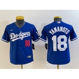 Women's Los Angeles Dodgers #18 Yoshinobu Yamamoto Number Blue Stitched Cool Base Nike Jersey